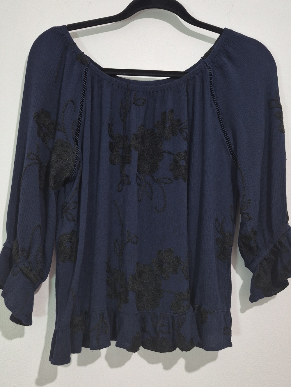 LIV LOS ANGELES PHEASANT BOHO EMBROIDERY BLOUSE